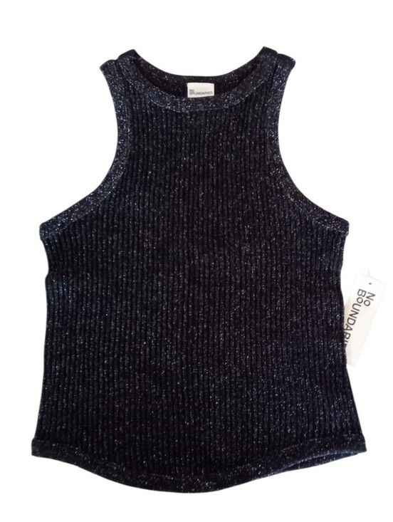 No Boundaries Tops - No Boundaries Black Sparkle Ribbed Tank Top